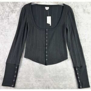 BDG Urban Outfitters Medium Black Ribbed Scoop Neck Knit Top‎ Cropped Y2K NWT